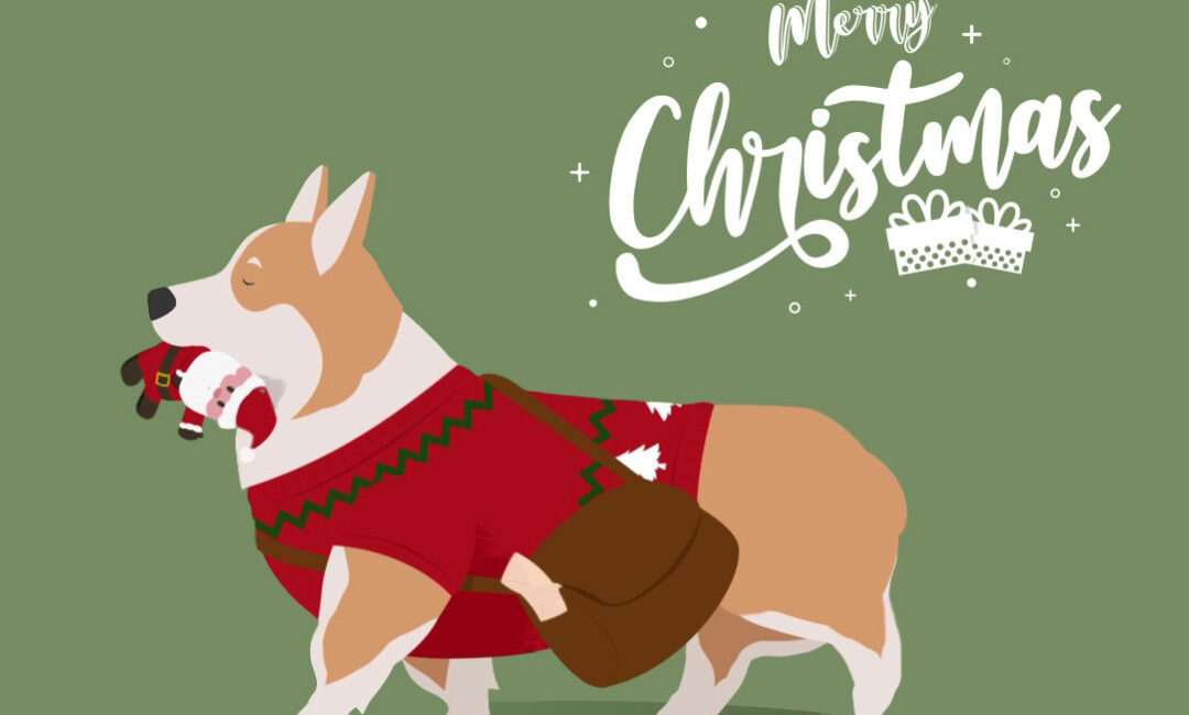 Christmas corgy final vector illustration