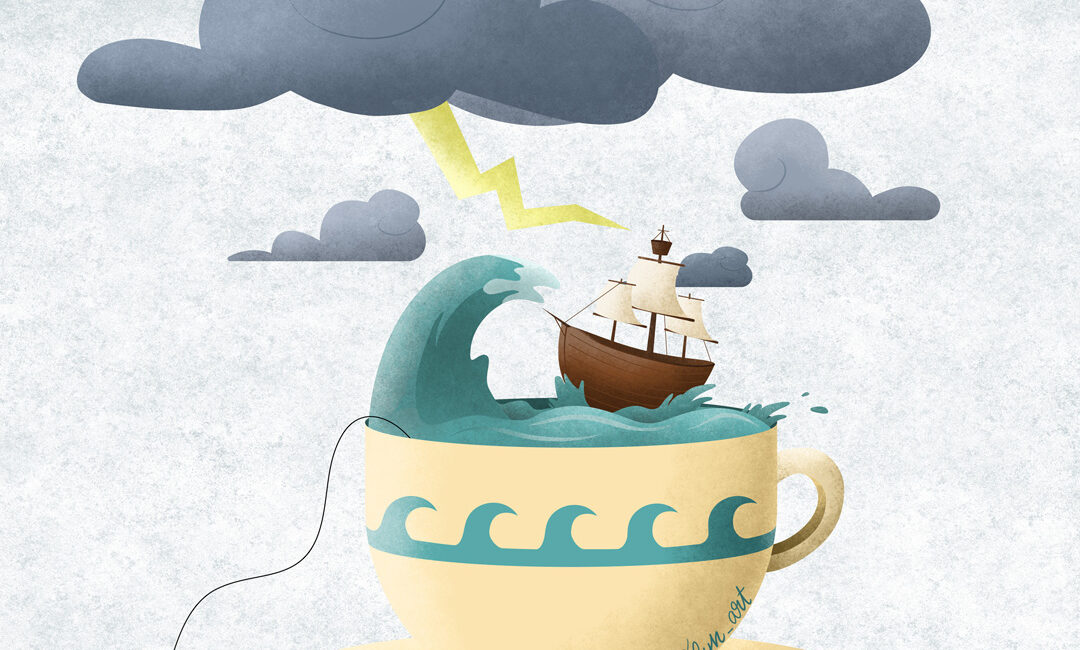 Stormy tea cup series illustration
